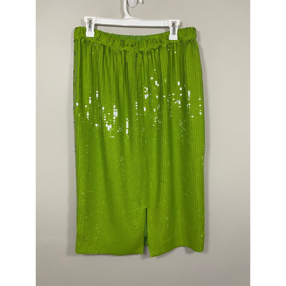 J.Crew Collection Pull On Midi Skirt in All Over Sequins in Green Size Medium - Picture 6 of 11